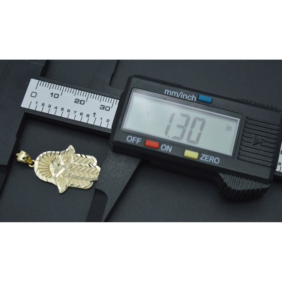 Real 10K Solid Yellow Gold Shiny Hamsa Hand Lucky Jewish Filigree Pendant 2.1gr - Picture 5 of 7